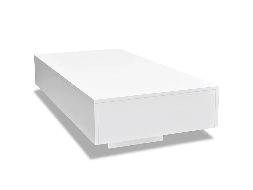 Mesa de centro rectangular de fibra de vidrio blanco brillante