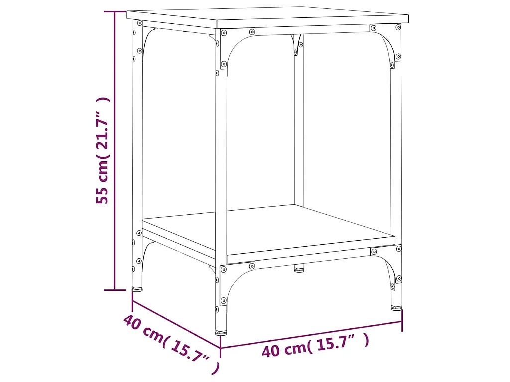 Salontafel 40x40x55 cm bewerkt hout bruin eikenkleur
