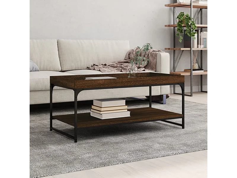 Salontafel 100x49x45 cm bewerkt hout bruin eikenkleur