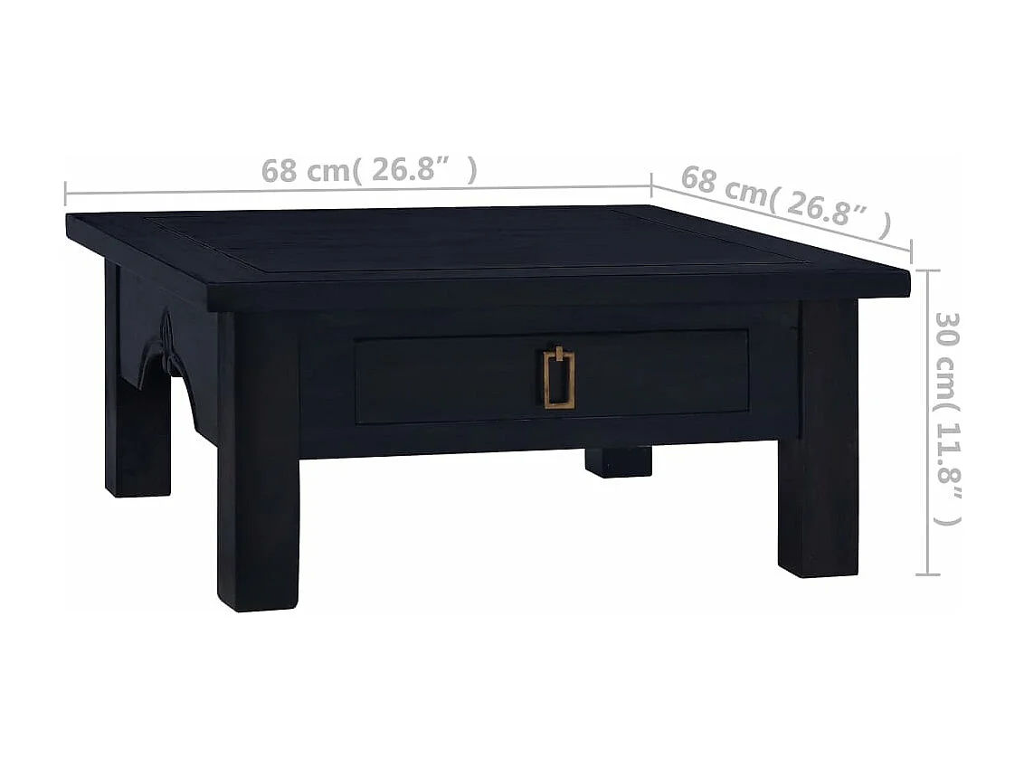 Table basse Café noir clair 68x68x30 cm Bois d'acajou massif