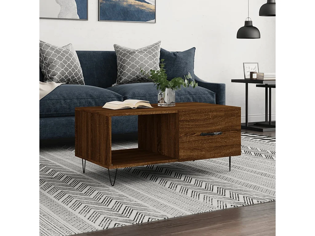 Tavolino da Salotto Rovere Marrone 90x50x40cm Legno Multistrato