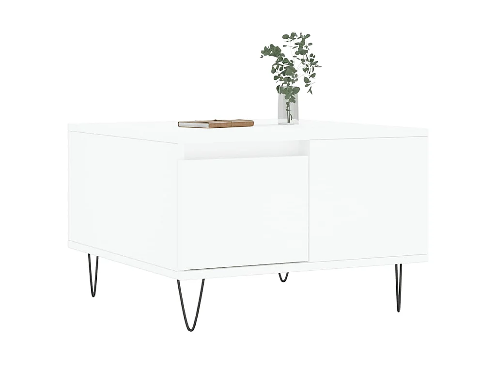 Table basse blanc 55x55x36,5 cm bois d'ingénierie