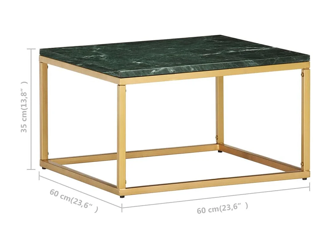 Table basse Vert 60x60x35 cm Pierre véritable et texture marbre