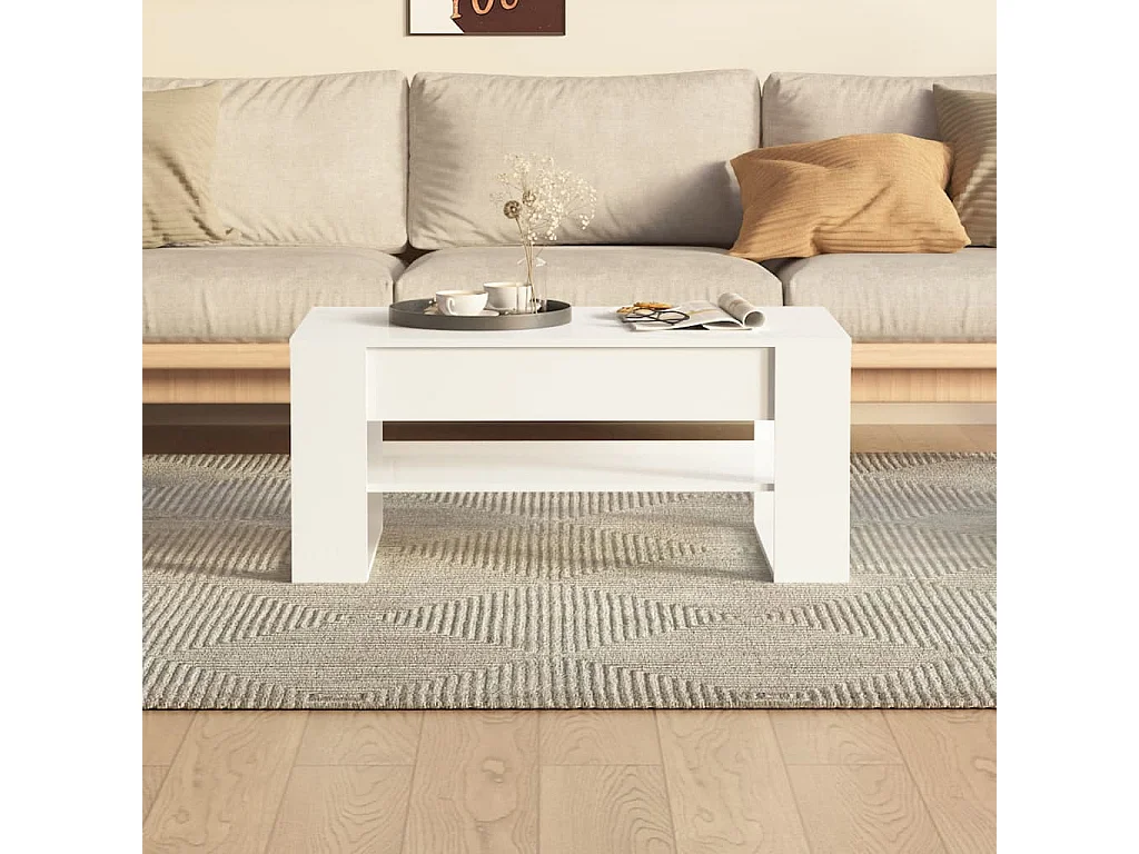 Mesa de centro 102x55x45 cm madeira processada branco brilhante