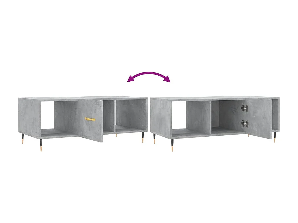 Table basse gris béton 102x50x40 cm bois d'ingénierie