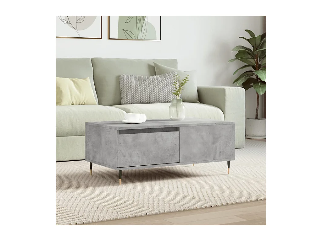 Table basse Gris béton 90x50x36,5 cm Bois d'ingénierie
