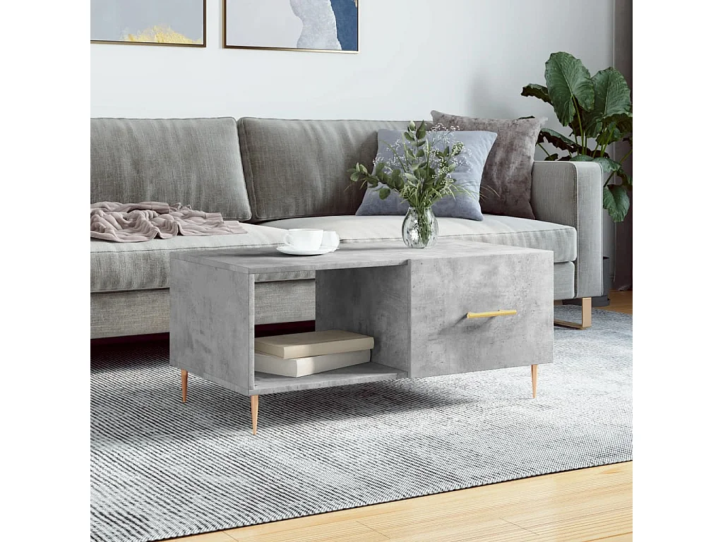 Mesa de centro 90x50x40 madeira processada cinza cimento