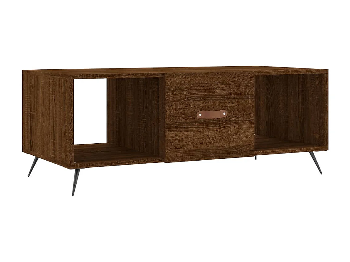 Mesa de centro madera contrachapada roble marrón 102x50x40 cm