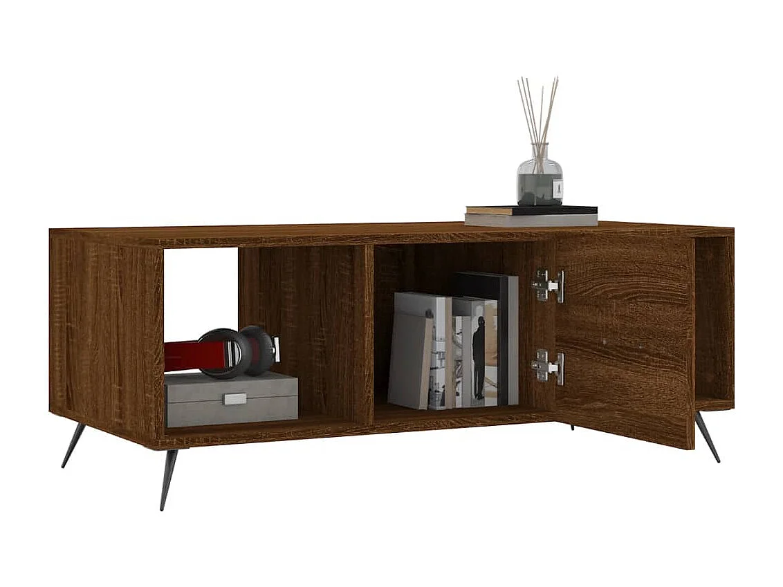 Mesa de centro madera contrachapada roble marrón 102x50x40 cm