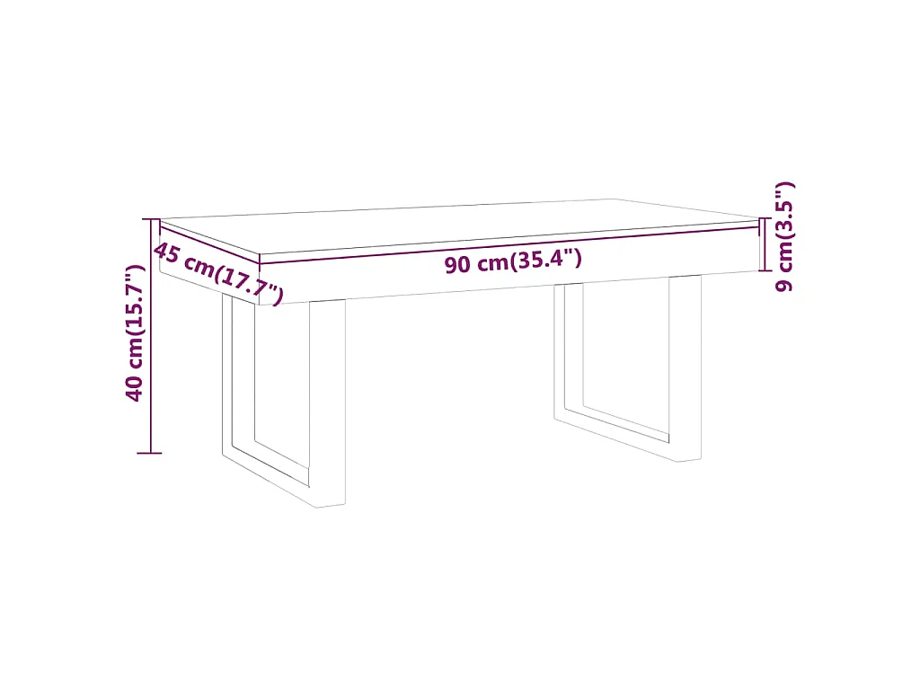 Tavolino Salotto Marrone Scuro e Nero 90x45x40cm in MDF e Ferro