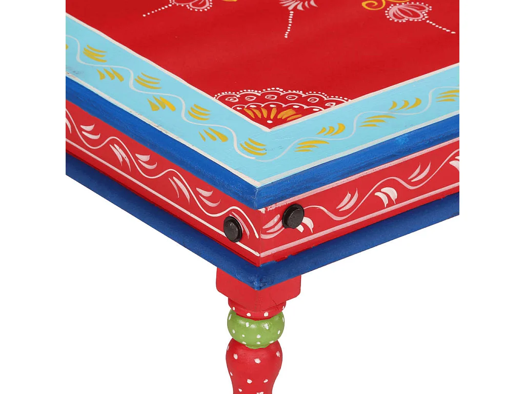 Mesa de centro pintada à mão mangueira maciça vermelho