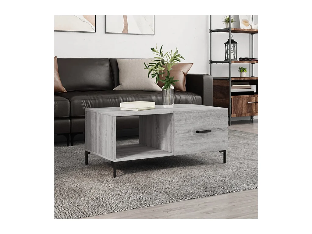 Table basse sonoma gris 90x50x40 cm bois d'ingénierie