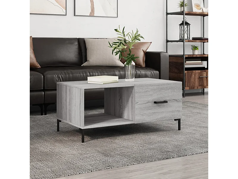 Mesa de centro 90x50x40 cm derivados de madeira cinzento sonoma