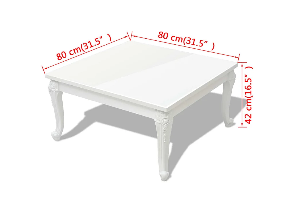 Couchtisch 80x80x42 cm Hochglanz-Weiß
