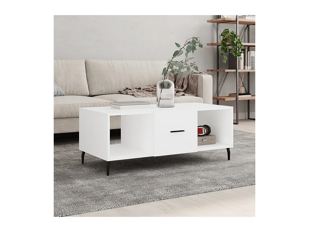 Salontafel 102x50x40 cm bewerkt hout wit