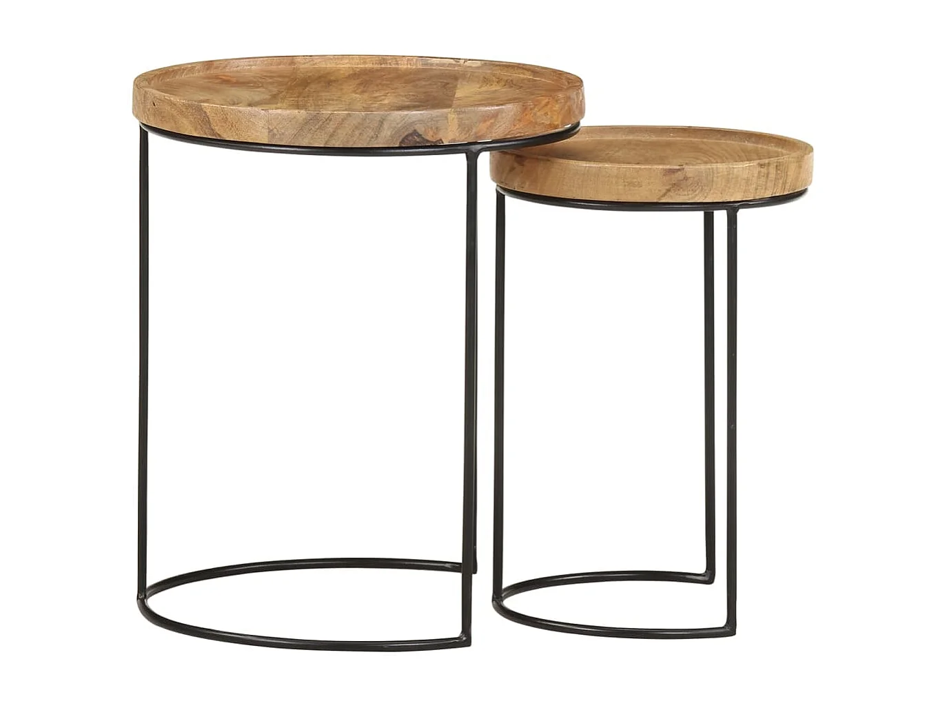 Ensemble de table basse 2 pcs bois de manguier massif et acier