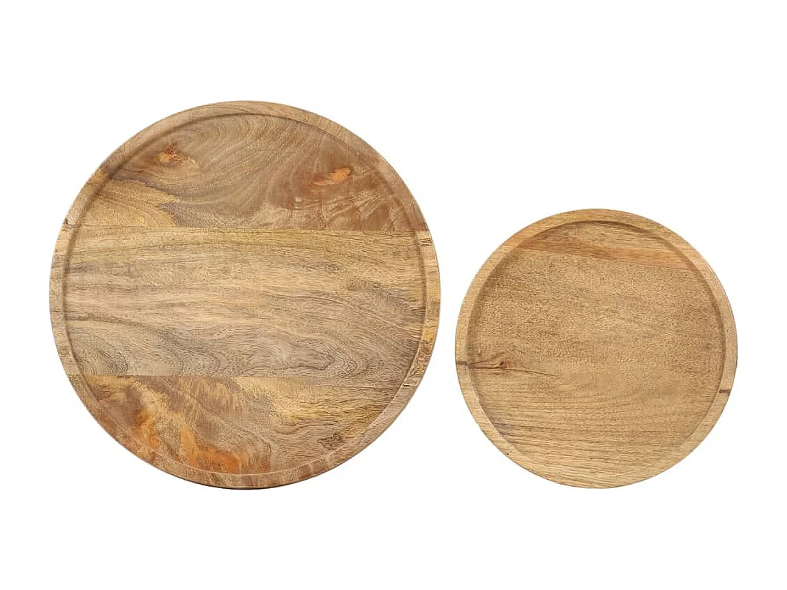 2-tlg. Couchtisch-Set Massivholz Mango und Stahl