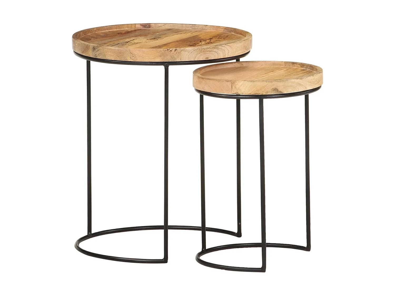 2-tlg. Couchtisch-Set Massivholz Mango und Stahl