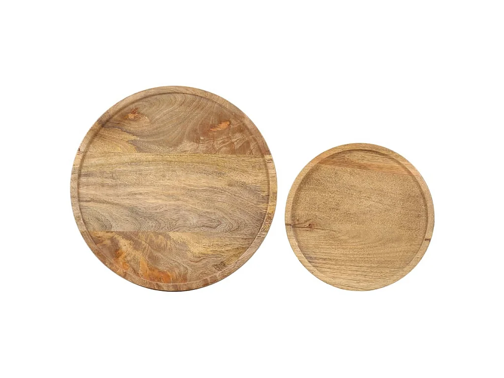 Ensemble de table basse 2 pcs bois de manguier massif et acier