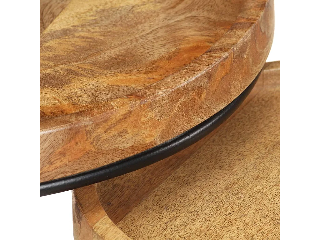 Ensemble de table basse 2 pcs bois de manguier massif et acier