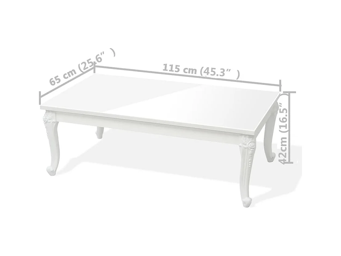 Salontafel 115x65x42 cm hoogglans wit