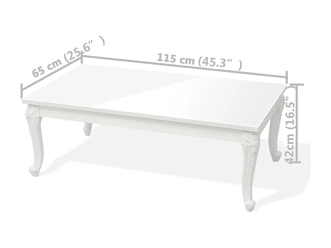 Salontafel 115x65x42 cm hoogglans wit