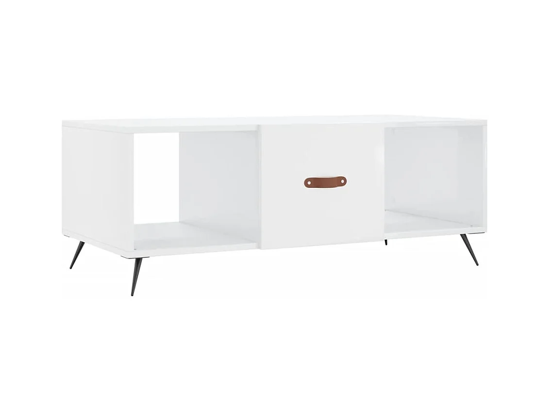Table basse Blanc brillant 102x50x40 cm Bois d'ingénierie