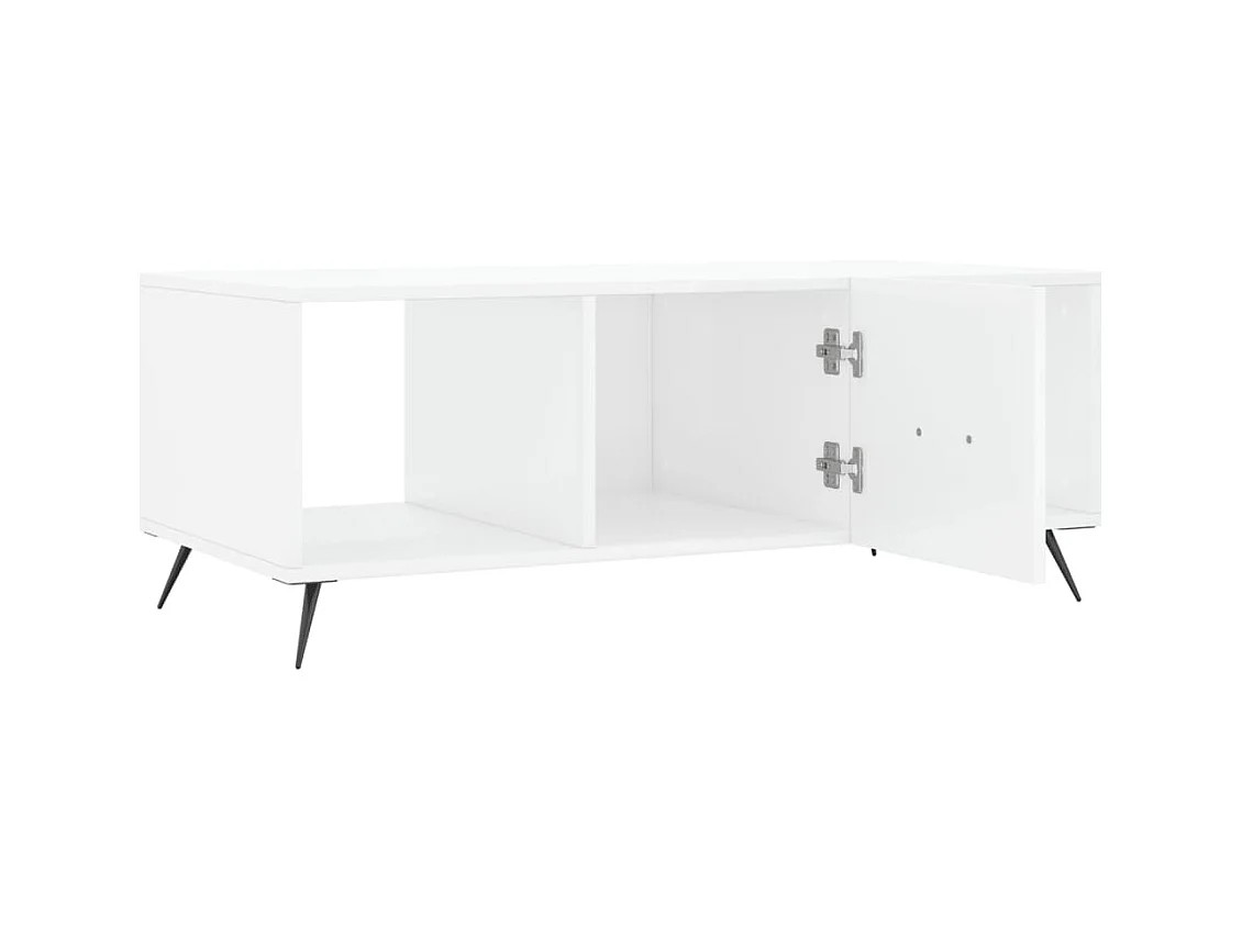 Table basse Blanc brillant 102x50x40 cm Bois d'ingénierie