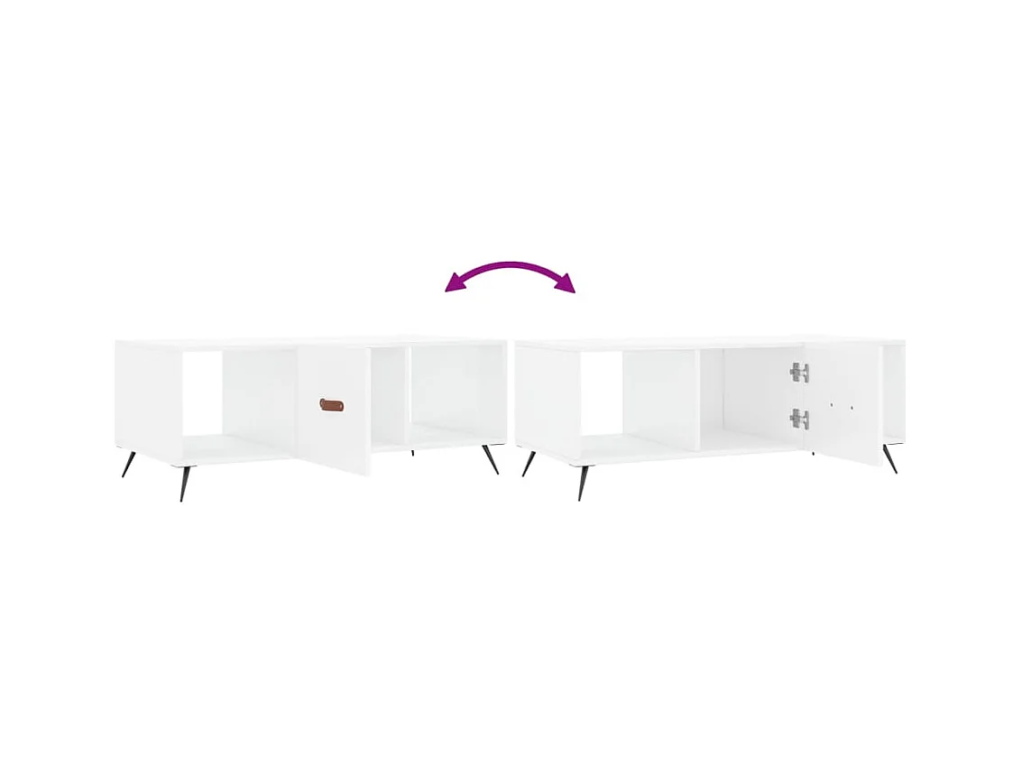 Table basse Blanc brillant 102x50x40 cm Bois d'ingénierie