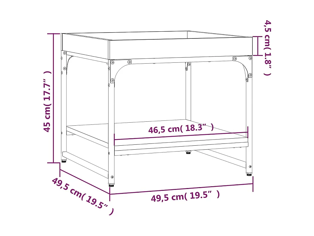 Table basse sonoma gris 49,5x49,5x45 cm bois d'ingénierie