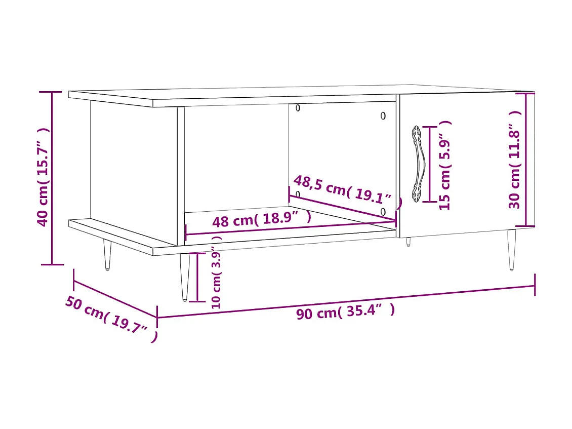 Tavolino da Salotto Grigio Sonoma 90x50x40 cm Legno Multistrato