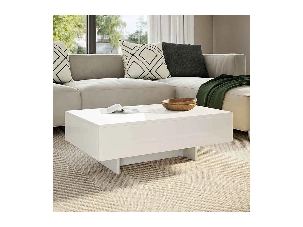 Table basse blanc brillant