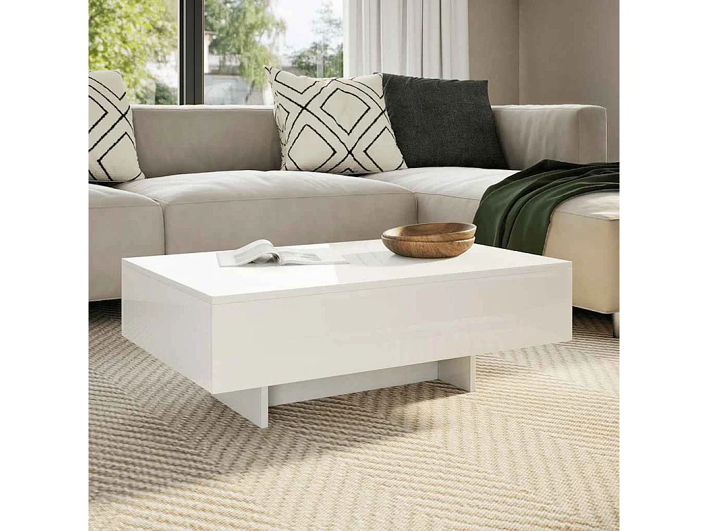 Table basse blanc brillant