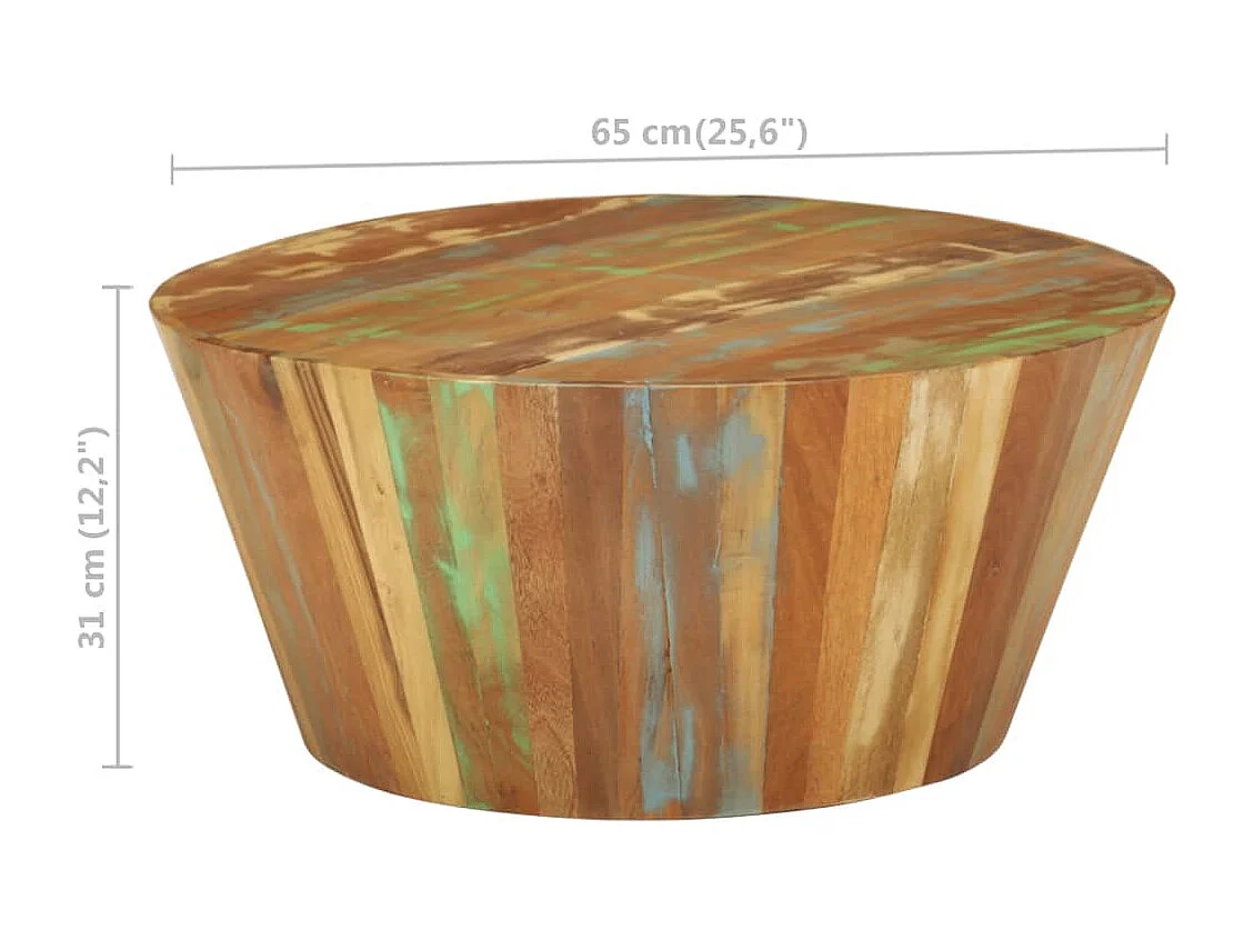 Table basse Ø65x31 cm Bois de récupération massif