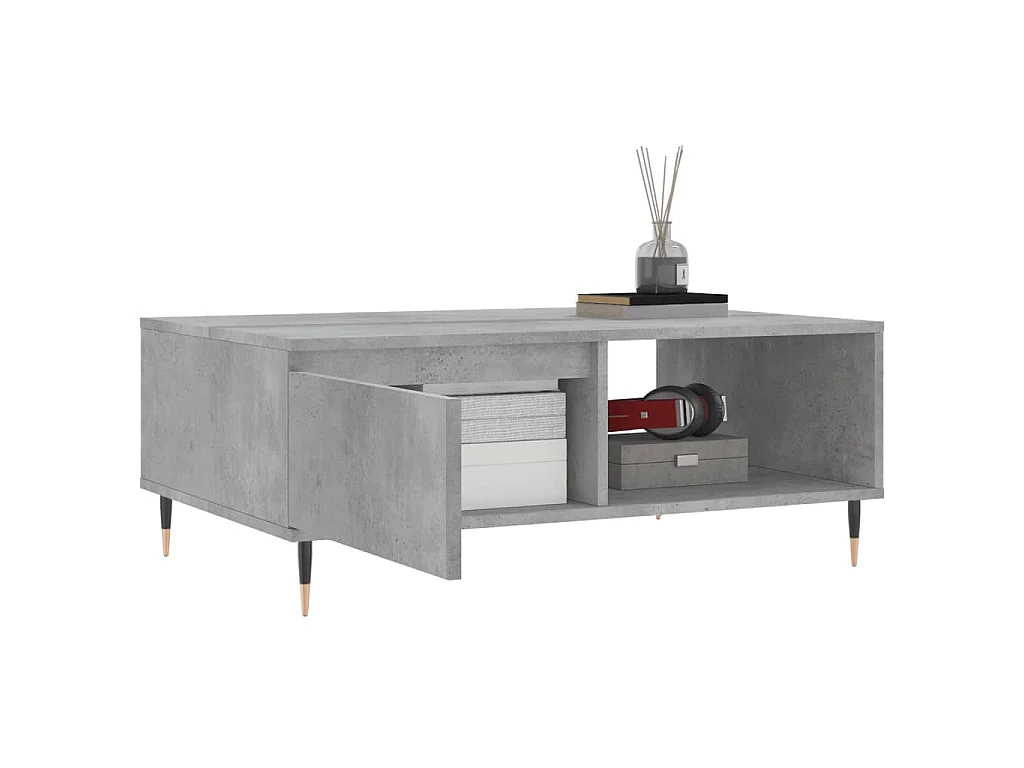 Table basse gris béton 90x60x35 cm bois d'ingénierie