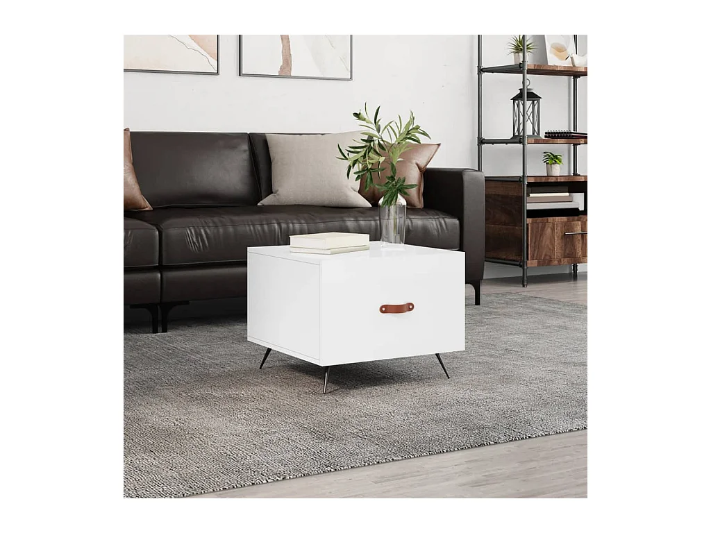 Table basse blanc brillant 50x50x40 cm bois d'ingénierie