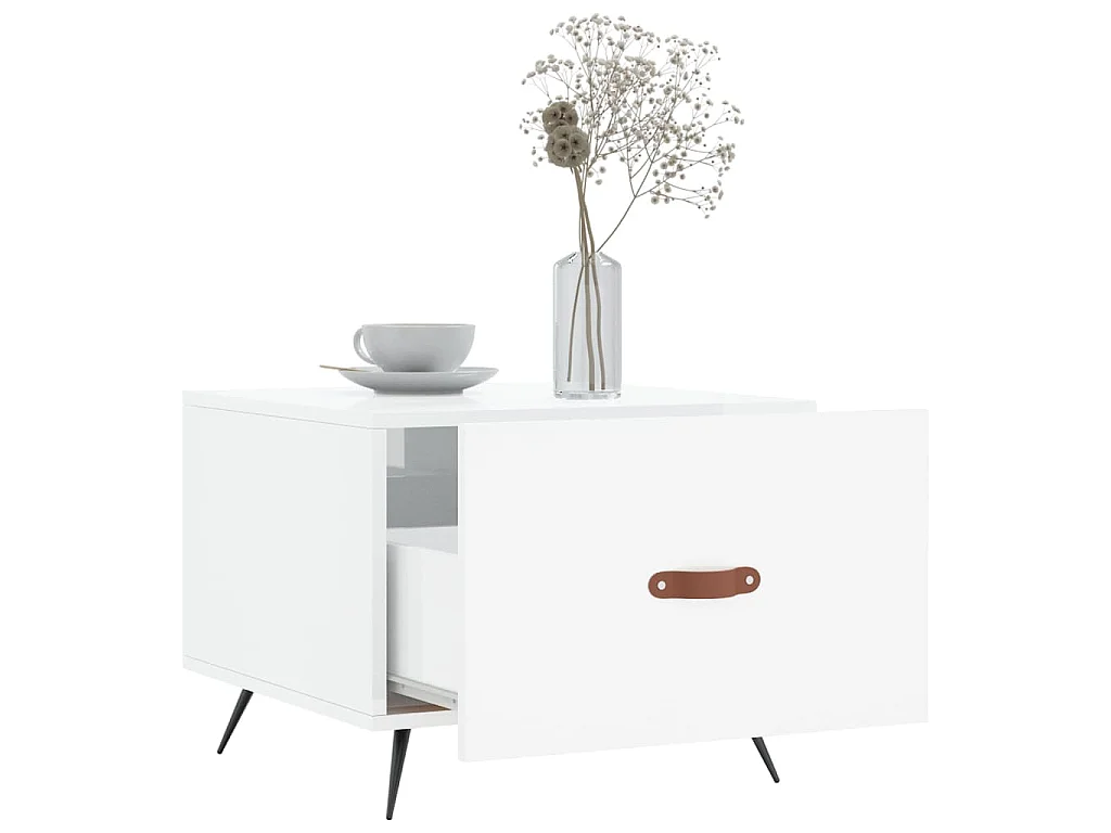 Table basse blanc brillant 50x50x40 cm bois d'ingénierie