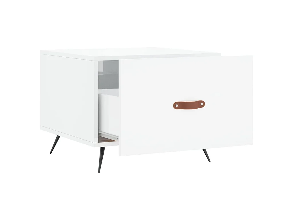Table basse blanc brillant 50x50x40 cm bois d'ingénierie