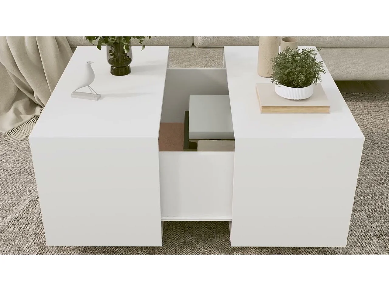 Table basse blanc 60x60x38 cm bois d'ingénierie