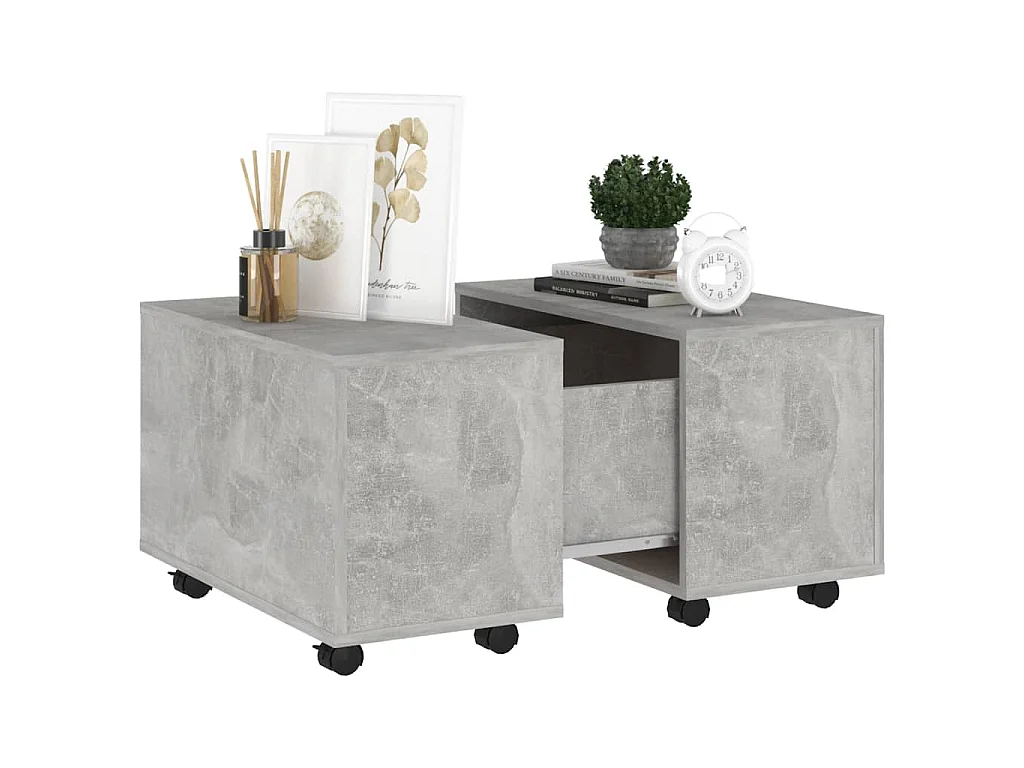 Table basse gris béton 60x60x38 cm bois d'ingénierie