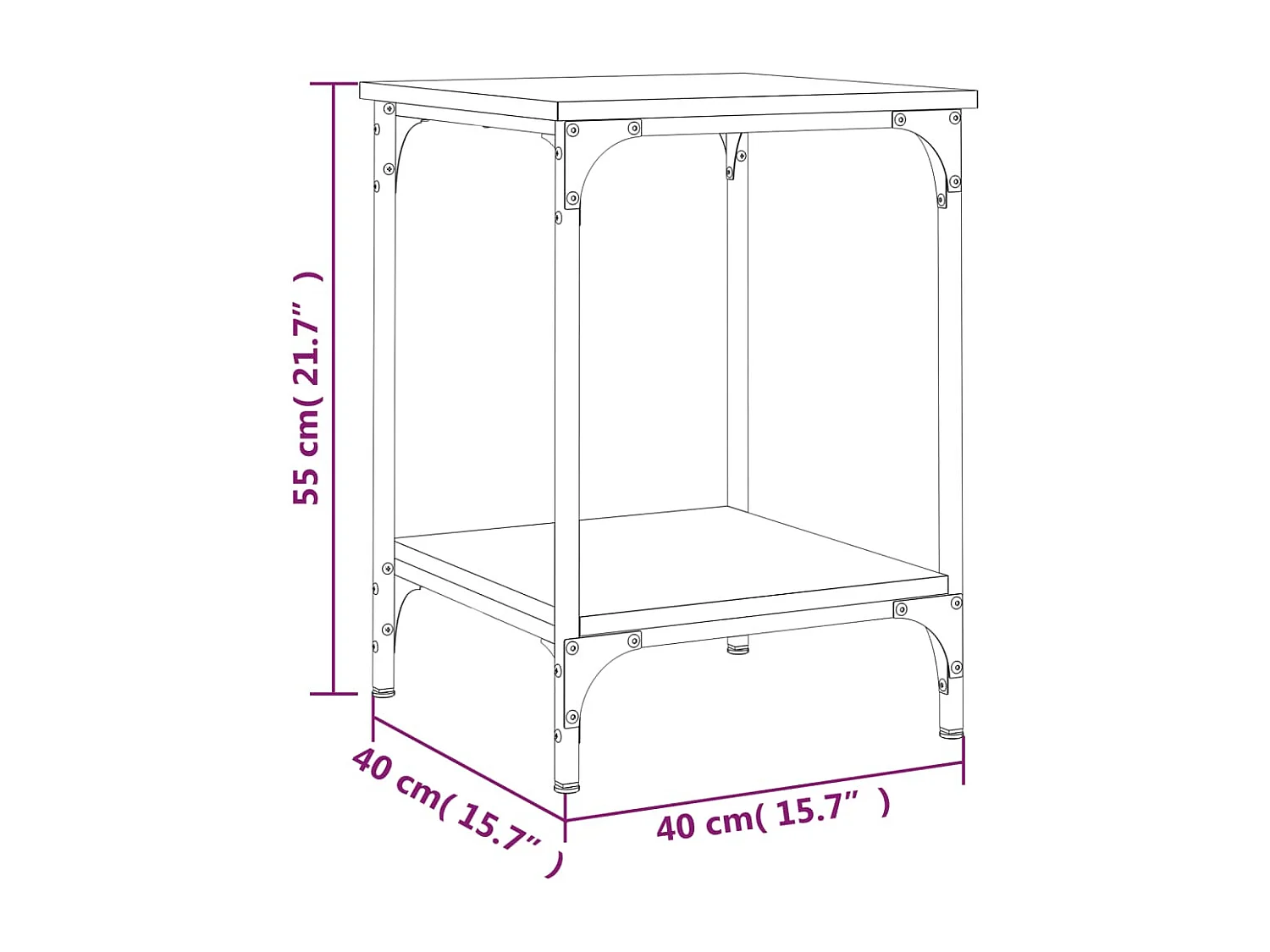Table basse chêne sonoma 40x40x55 cm bois d'ingénierie