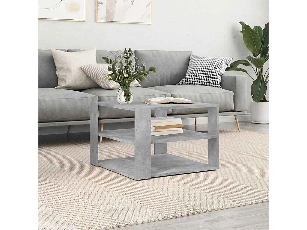 Table basse gris béton 58x58x40 cm bois d'ingénierie