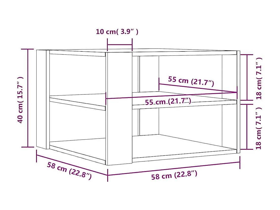 Table basse gris béton 58x58x40 cm bois d'ingénierie