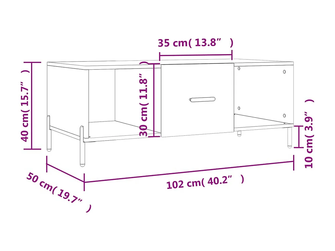 Couchtisch Hochglanz-Weiß 102x50x40 cm Holzwerkstoff