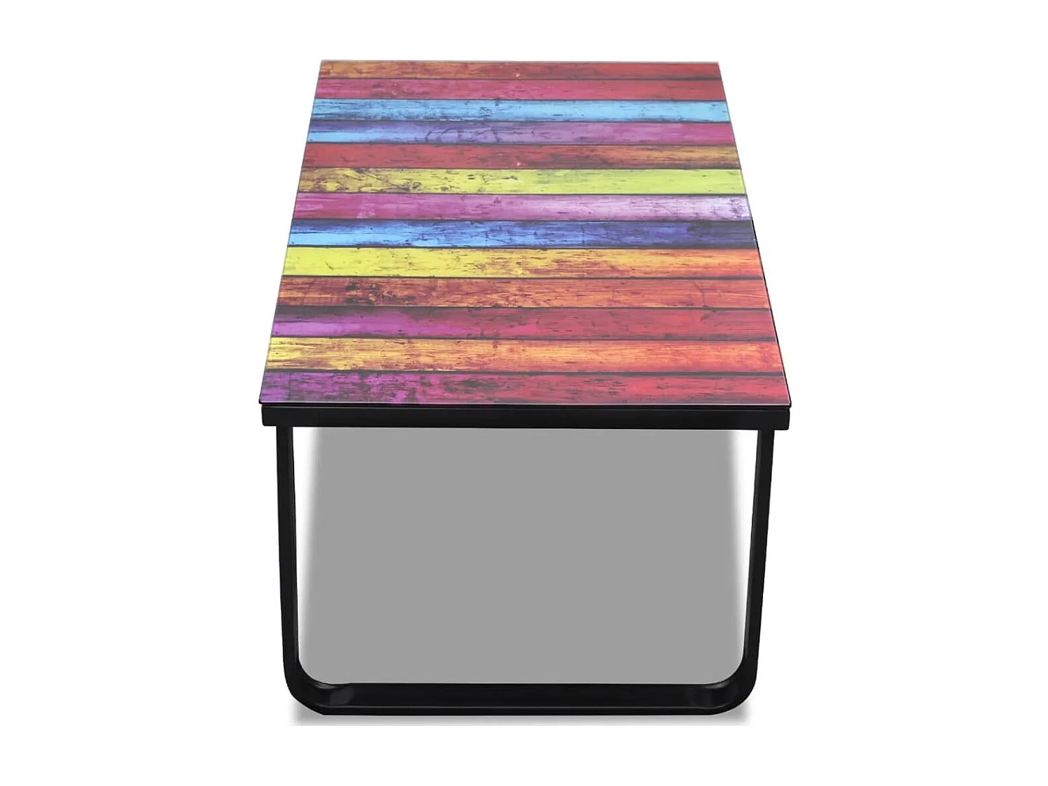 Table basse avec impression d'arc-en-ciel Dessus en verre