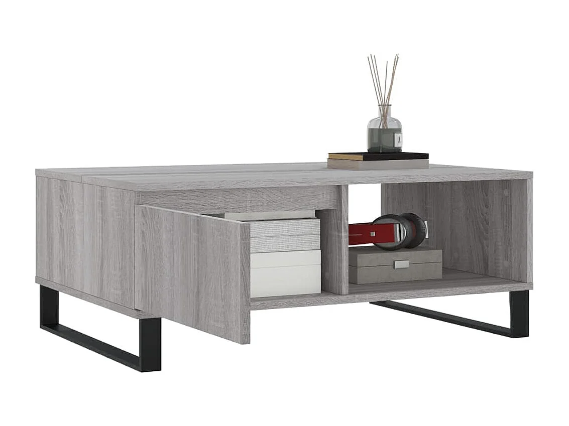 Table basse sonoma gris 90x60x35 cm bois d'ingénierie