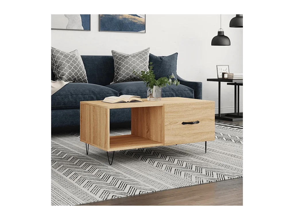 Table basse chêne sonoma 90x50x40 cm bois d'ingénierie