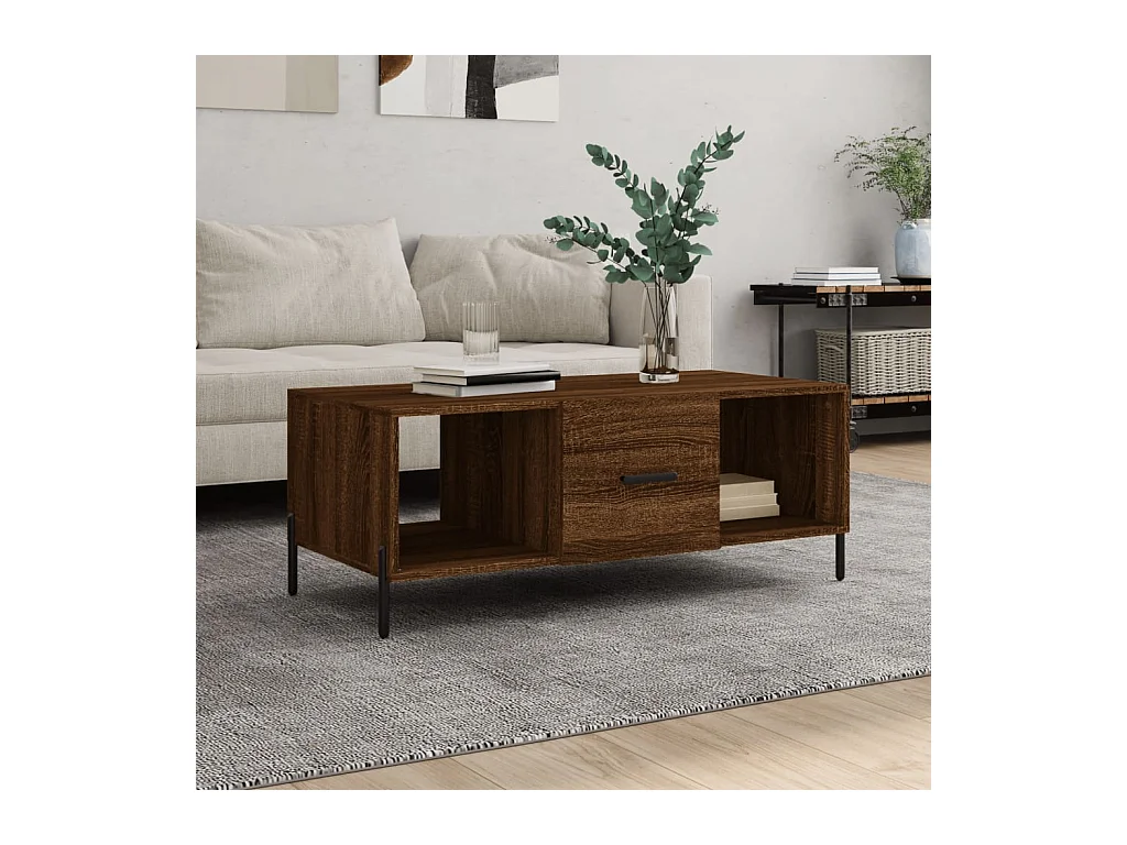 Table basse chêne marron 102x50x40 cm bois d'ingénierie