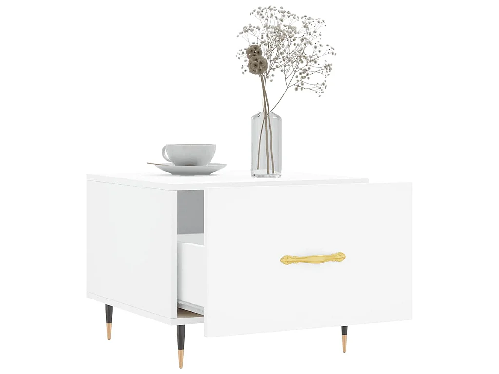 Table basse blanc 50x50x40 cm bois d'ingénierie
