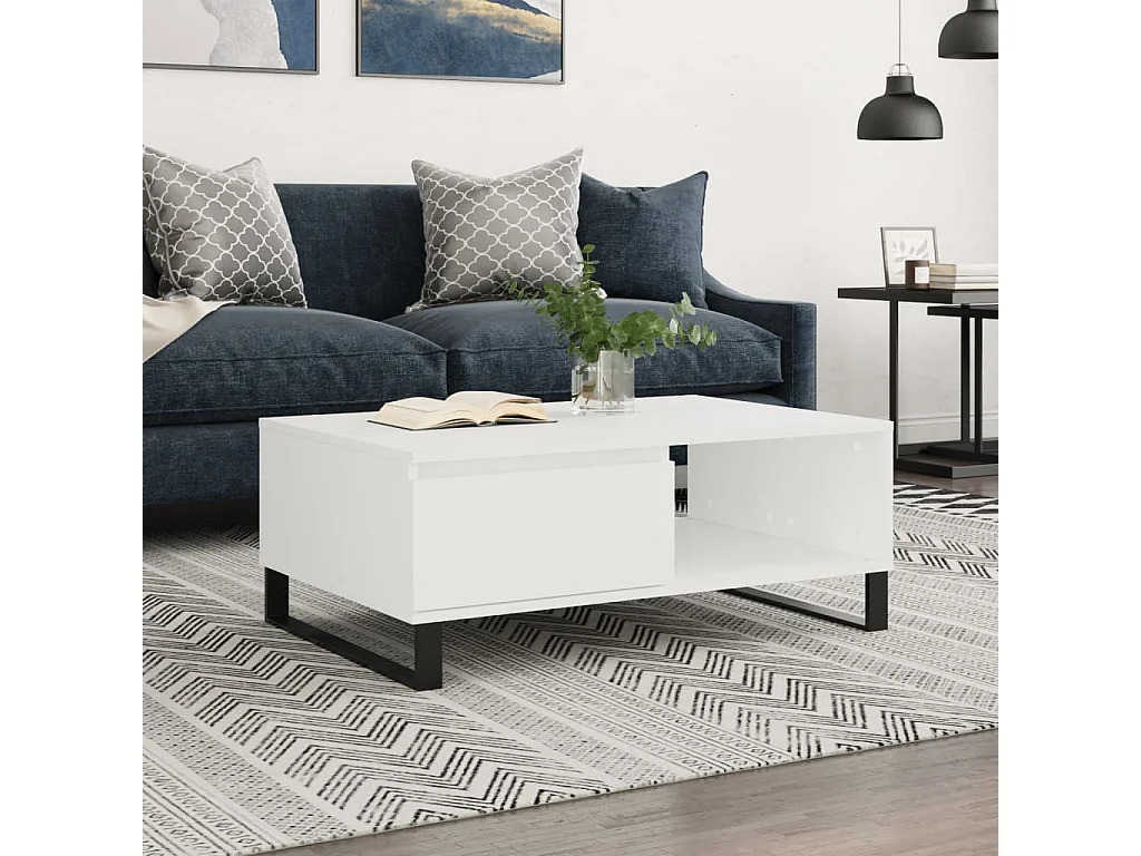Couchtisch Weiß 90x60x35 cm Holzwerkstoff